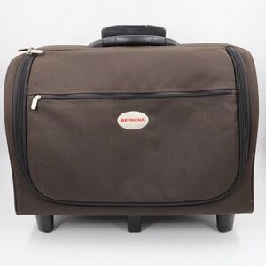 Bernina Sewing Machine Trolley Rolling Carrying Case Brown Large Padded Wheels